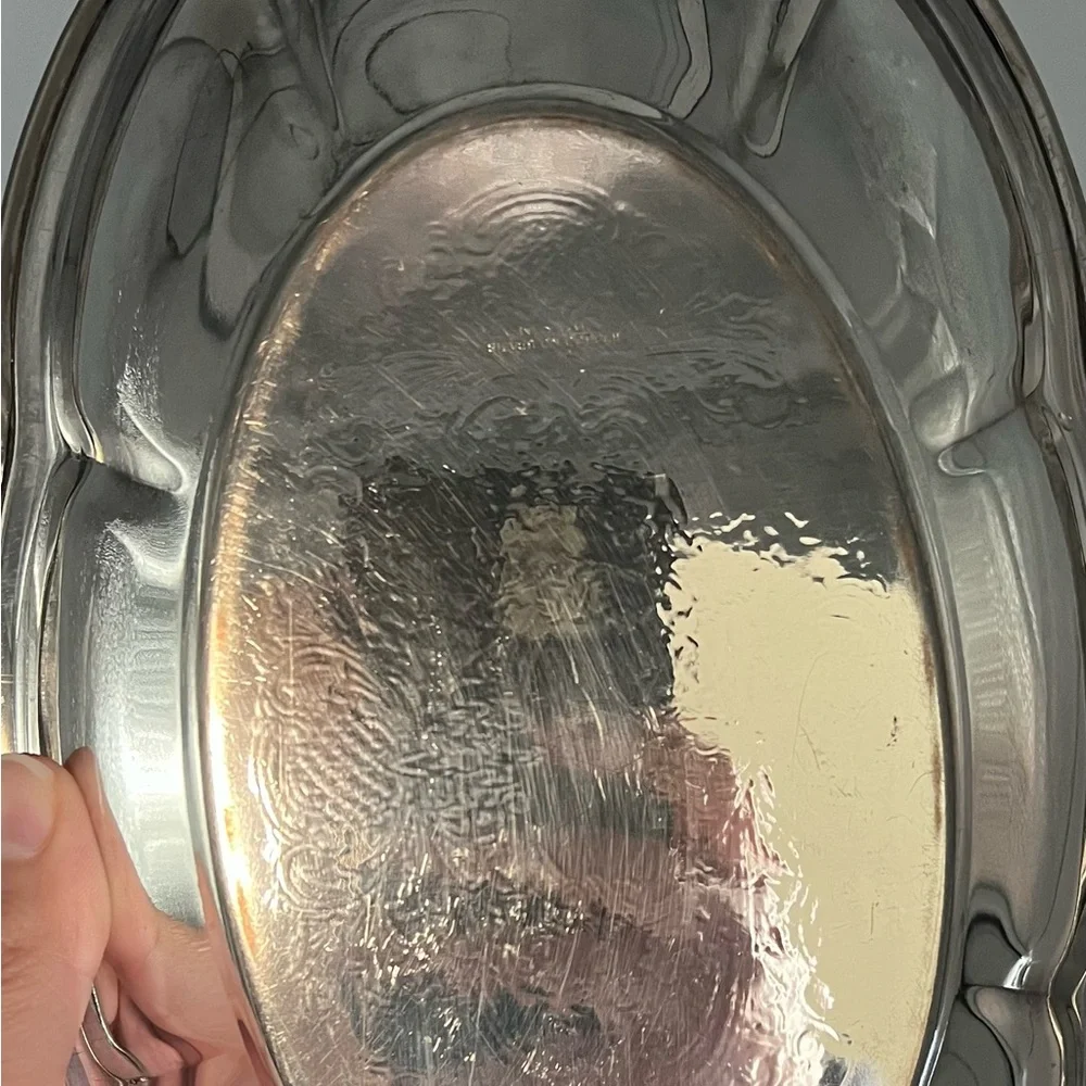 Vintage National Silver Co N.S.Co Silver on Copper Oval Bread Bowl Dish